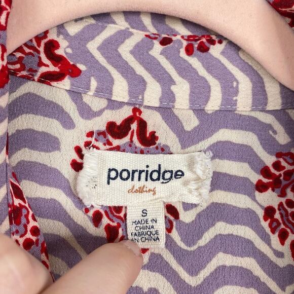 ANTHROPOLOGIE Porridge Medallion Mixed Media Top Boho Long Sleeve Blouse Small - Picture 4 of 7